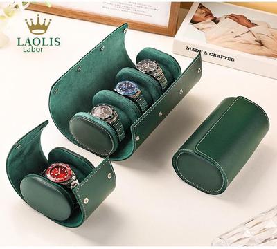 Green Submariner Leather Watch Box: Dustproof, Portable Protection for 1-3 Watches