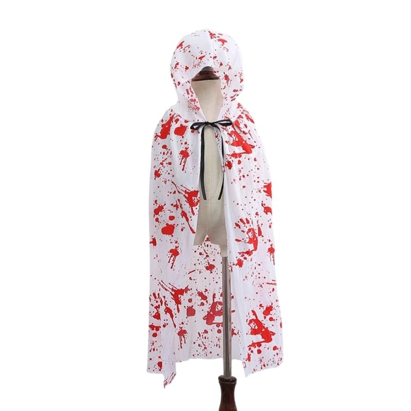 Kids Adult Cloak with Hood Halloween Costume Hooded Cloak with Bloody/Spiders Decors Cosplay Vampires Witch Cape Gifts