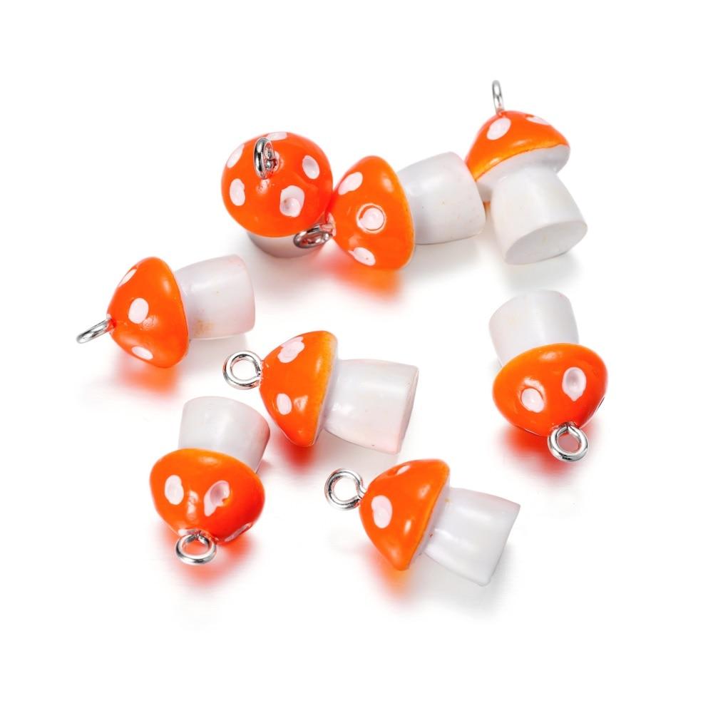10Pcs/Lot 11x18mm Mushroom Pendants Charms DIY Findings Keychain Bracelets Pendant for Necklace Jewelry Making Accessories