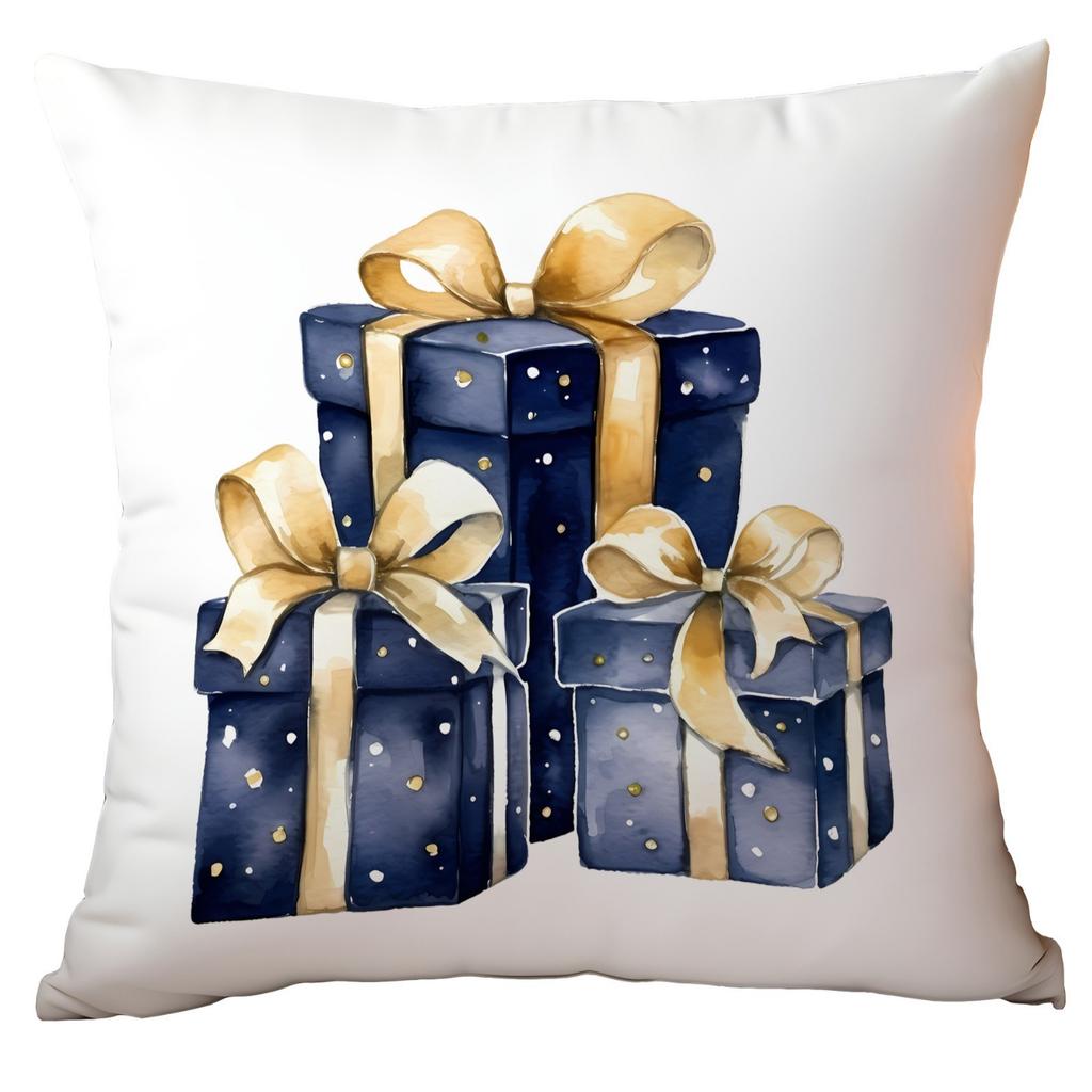 Popular Christmas Pillow Cover Retro Watercolor Blue Print Home Cushion Pillow Cover Premium Durable Quality Useful