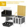 Outdoor Rabbit Hutch with House, Running Area and Tray, Made of Wood, Metal and PET, 105x57.5x51.5 cm, Grey