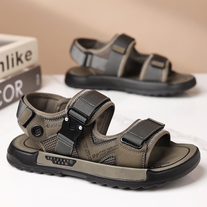 

Мода 2025 Лето Новые Мужские Удобные Сандалии на Мягкой Подошве Повседневные Модные в Корейском Стиле Тренд Бренд Уличная Повседневная Пляжная Обувь 44 хаки