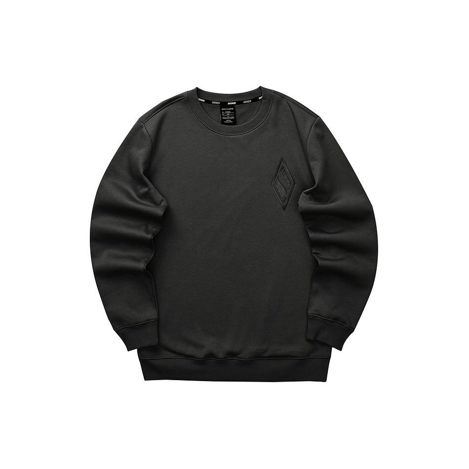 Skechers Yazan Series Solid Color Round Neck Loose Pullover Sweatshirt Men sweatshirt Carbon-Black FHL323M051-0018 XL