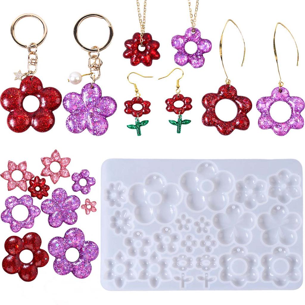 3D Flower Shape Pendant Earring Silicone Mold DIY Creative Jewelry Crafts Making Crystal Epoxy Resin Necklace Molds Art Gifts