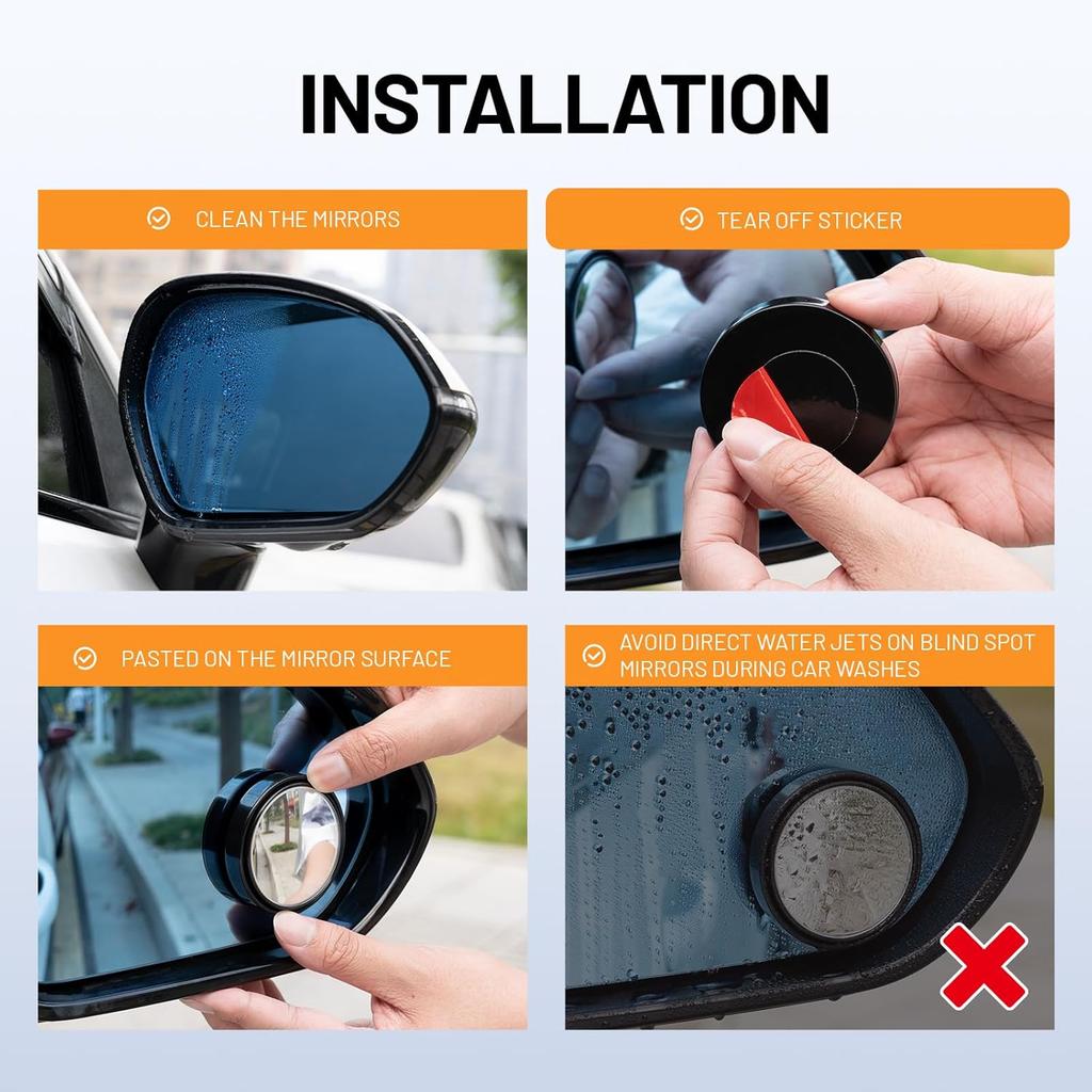 Blind Spot Mirror,2" Round HD Glass 360°Wide Angle Adjustable Blindspot Mirror,2pcs Convex Car Side Mirror for Cars SUV and Trucks