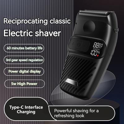 MOTAWISH Elektrorasierer, oszillierend, dreistufiger, einstellbarer Rasierer, Typ C, wiederaufladbarer Rasierer