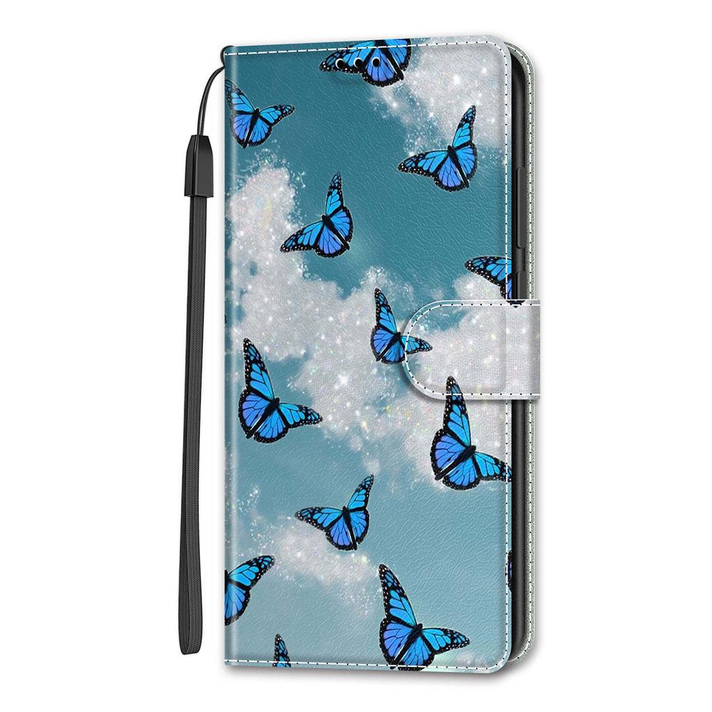 White Cloud Blue Butterfly PU Leather Wallet Flip Photo Frame Book Case for iPhone Samsung Huawei Honor Xiaomi Redmi Oppo Sony Motorola Nokia Google