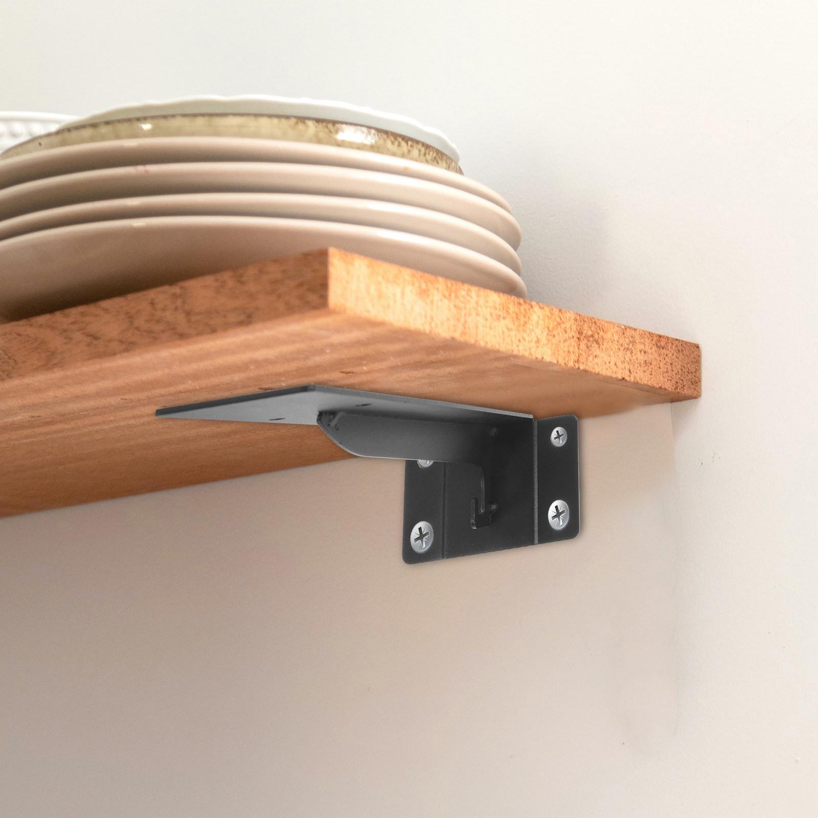 

Heavy Duty Floating Shelf Bracket Cold Rolled Steel Wall Bracket for Home Shop Garage Kitchen Bathroom Decorative Metal Shelf 13X10CM