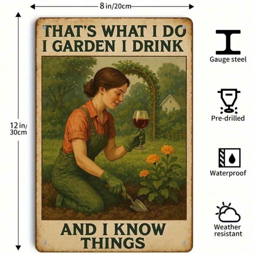 1PC Vintage Tin Sign Drink And I Know Things Retro Metal Wall Art Weatherproof Bar Decor
