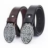 Stylish Men's Retro Full Grain Cowhide Belt with Smooth Buckle