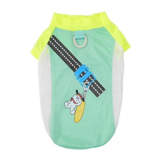 

Сетчатая футболка для собаки, дышащая одежда для питомца, контрастного цвета, летний прохладный наряд для собаки с D-кольцом для маленьких собак, щенков S светло-зеленый