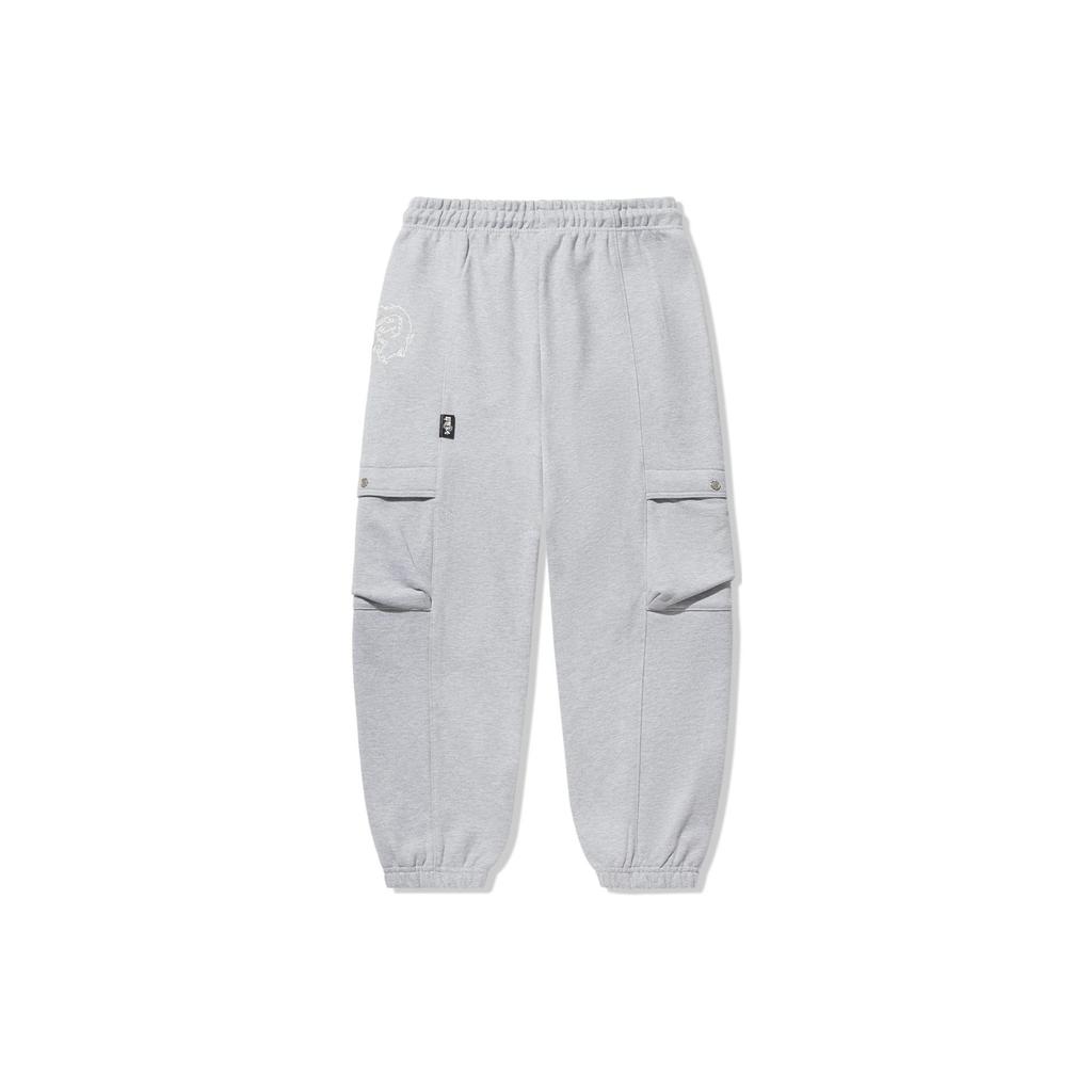 Li Ning Daily Prosperity Series Loose Fit Printed Knit Sports Pants Men Bottoms Gray AKLU231-3