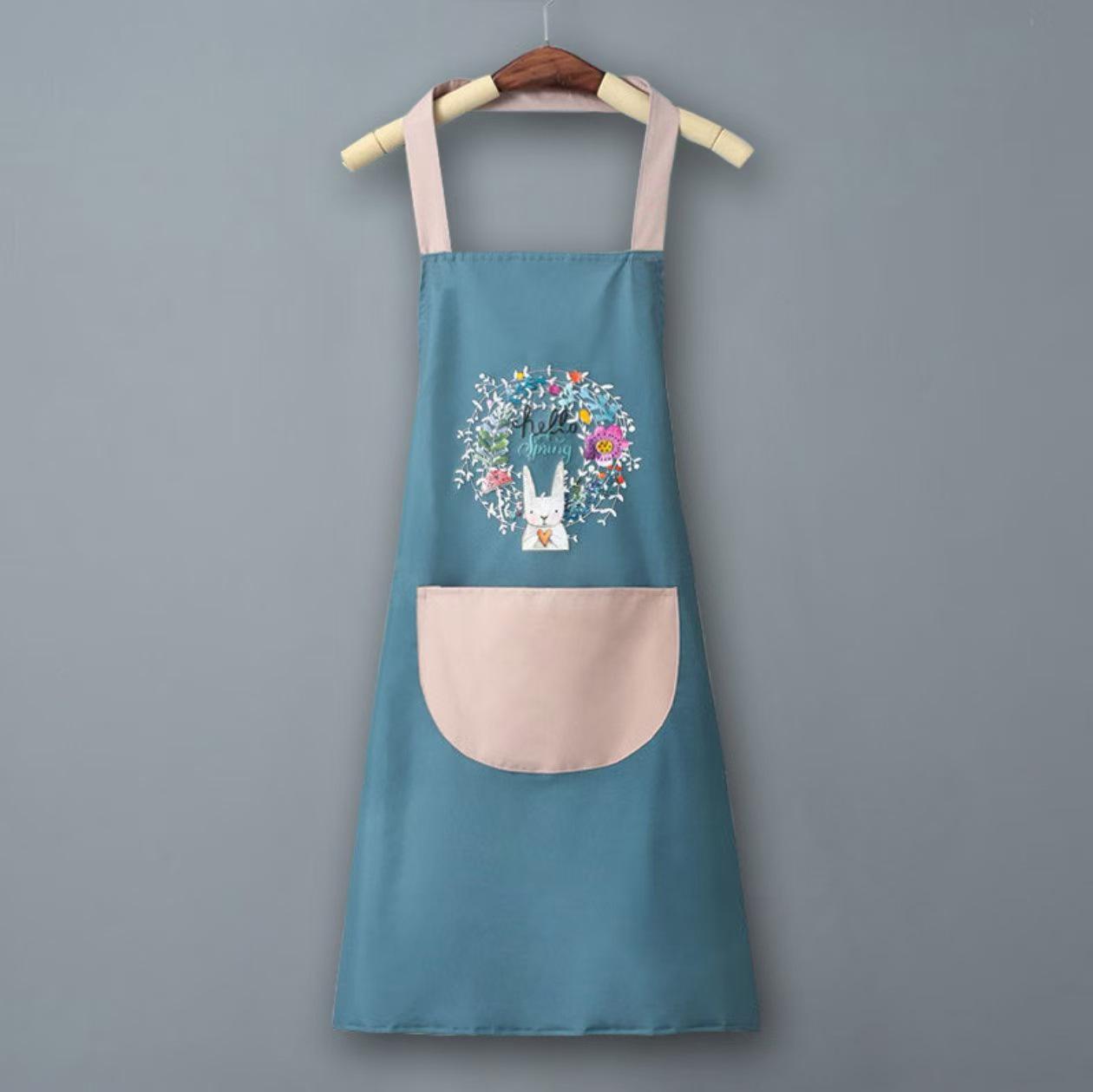 Летний японский водонепроницаемый пятностойкий фартук для женщин Rabbit with Garland
