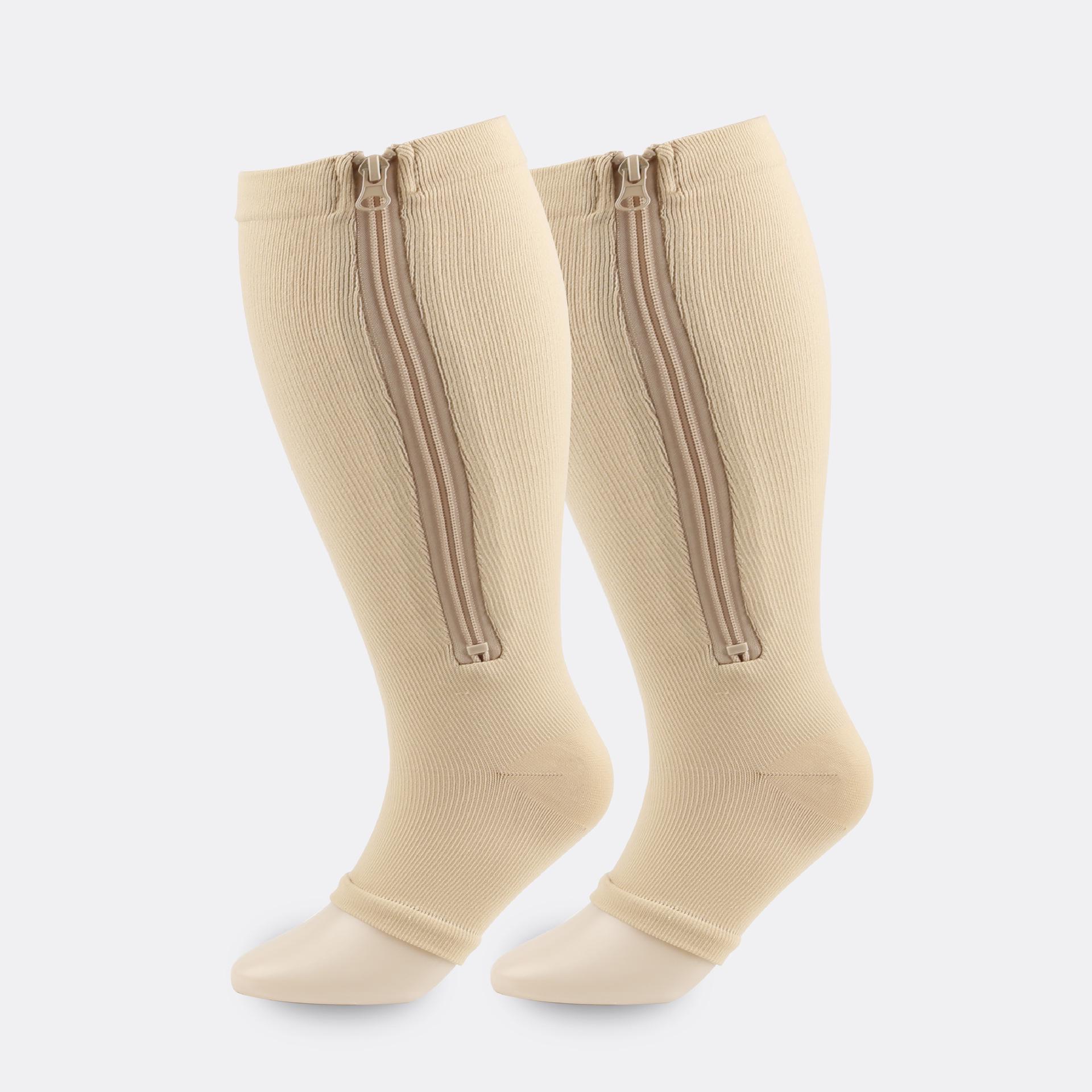 Unisex Plus Size Compression Fitness Socks with Zipper for Running and Cycling 3XL