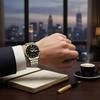Men's Luminous Watch Large Dial Dual Calendar Automatic Movement Wristwatch for Business