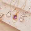 Vintage Light Luxury Natural Opal Amethyst Powder Crystal Pendant Necklace Women'S S925 Silver Jewelry