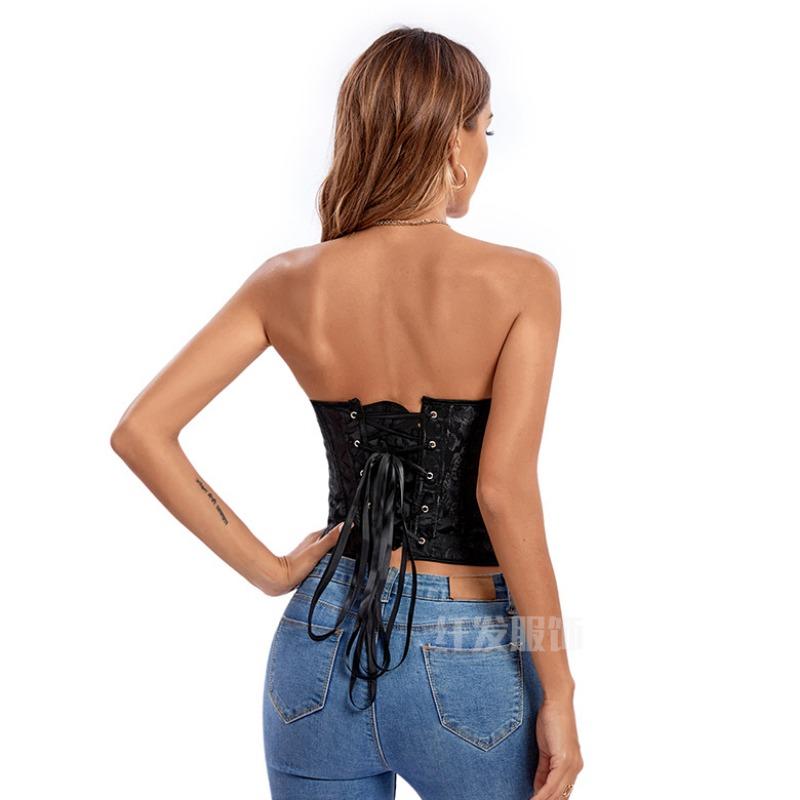 Top a Canotta Shapewear da Donna a Spalle Scoperte con Stringivita Corto a Cuore