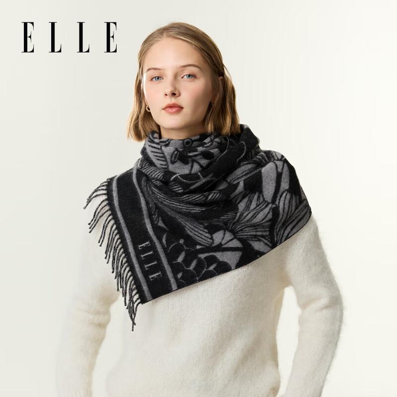 ELLE Women's 100% Merino Wool Jacquard Scarf