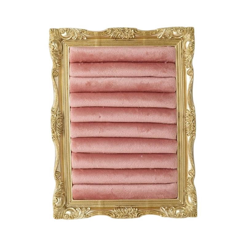Suporte de Exibição de Joias Veludado Estilo Porta-Retrato Vintage Para Anéis Brincos e Pequenos Acessórios Com Múltiplas Opções de Cor