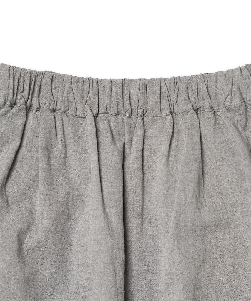 Cotton Bell Waist Belt Shirred Skirt - Melange Gray