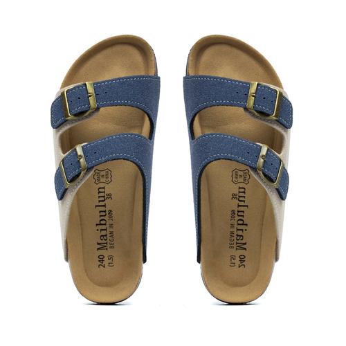 Fashion 2025 New Summer Men's Cork Slippers Suede Leather Mule Clogs Slippers Man Soft Cork Two Buckle Beach Slides Footwear for Men 45