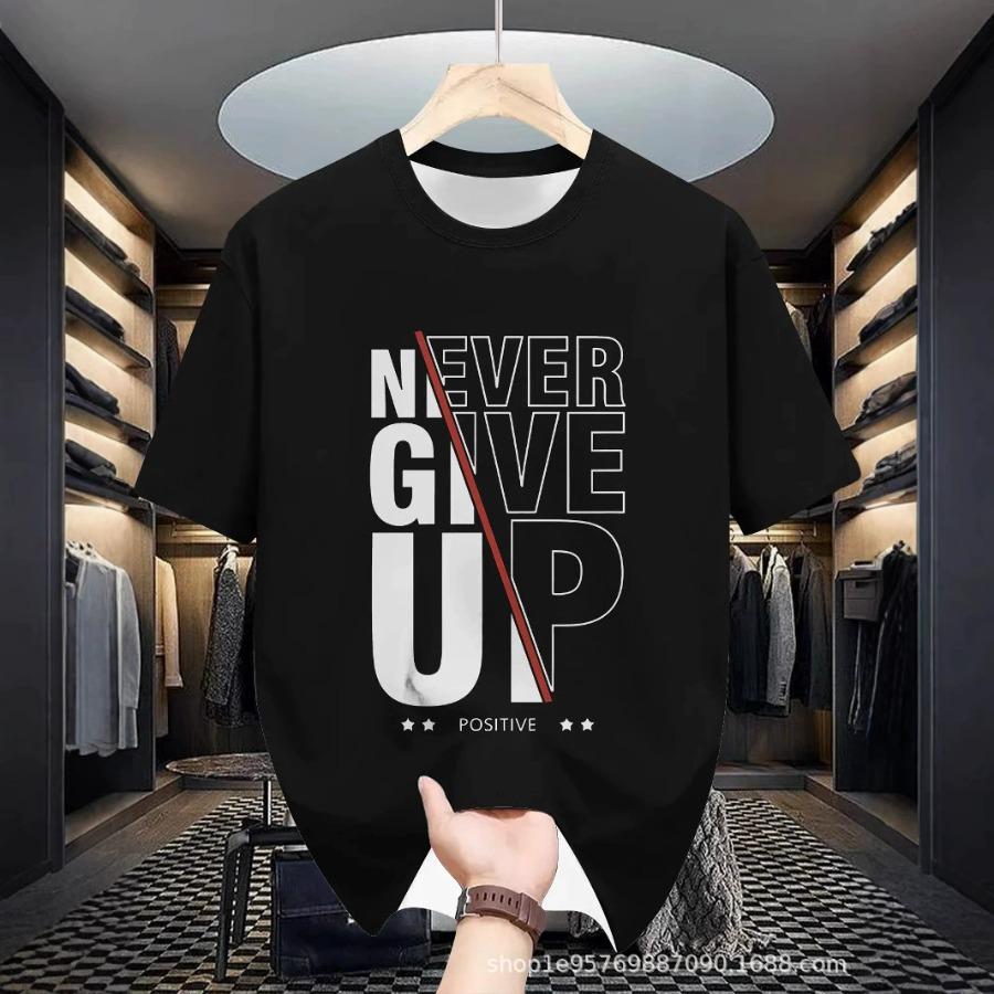 Casual T-shirt med bokstavstryck 3D-tryck Kläder O-hals Herrtoppar Oversize Kortärmad T-shirt Sommar Lös Manlig Streetwear Herrkläder