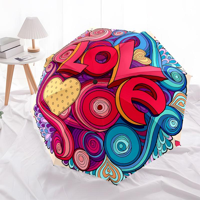 1pc Love, Heart Automatic Open, Sturdy Iron Frame, Compact Folding Design, All-Season Portable Umbrella for Women & Men yy250801130