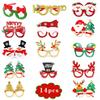 12pcs Christmas Glasses Santa Claus Xmas Tree Elk Paper Glasses Frame Photo Prop Christmas Decorations Navidad Kid Gifts
