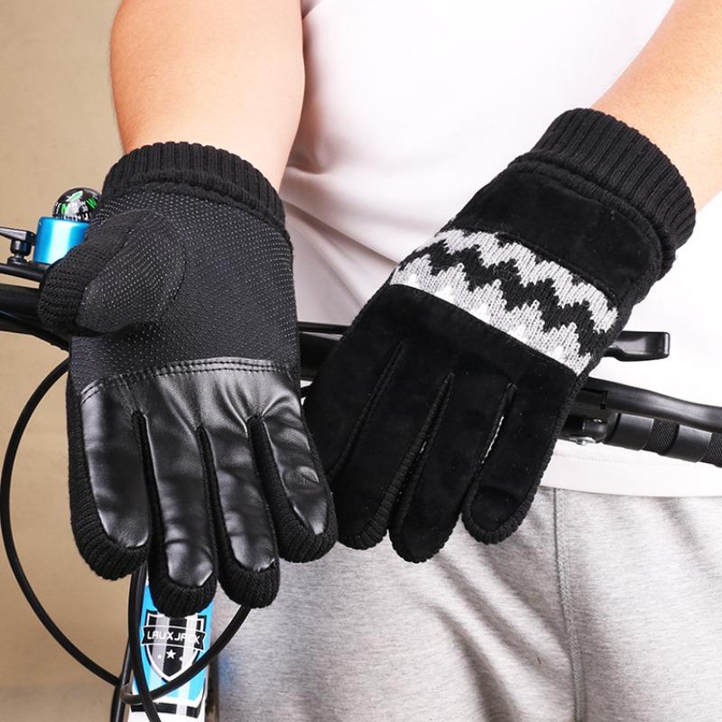 

Осенне-зимние мужские термоперчатки, перчатки для велоспорта на открытом воздухе, спортивные перчатки Luo Kou, утепленные бархатом, перчатки с сенсорным экраном для холодной погоды One size