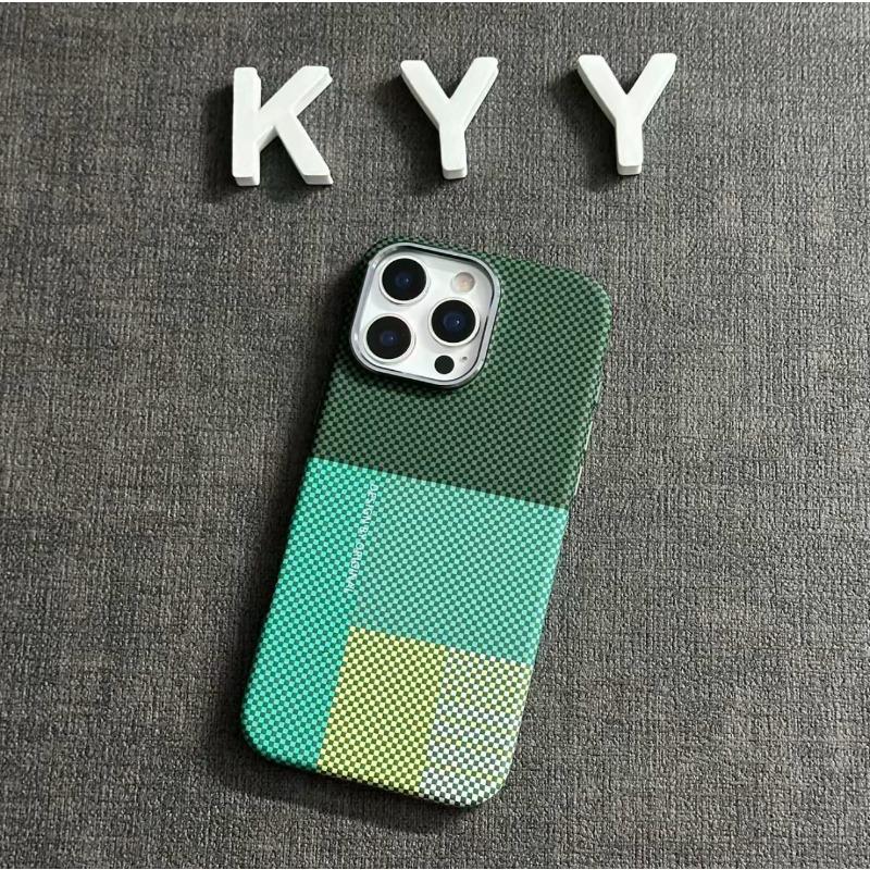 Applicable To IPhone17PROMAX Kevlar Color Block Magnetic Phone Case Apple 16 Skin Feeling Protective Case 14