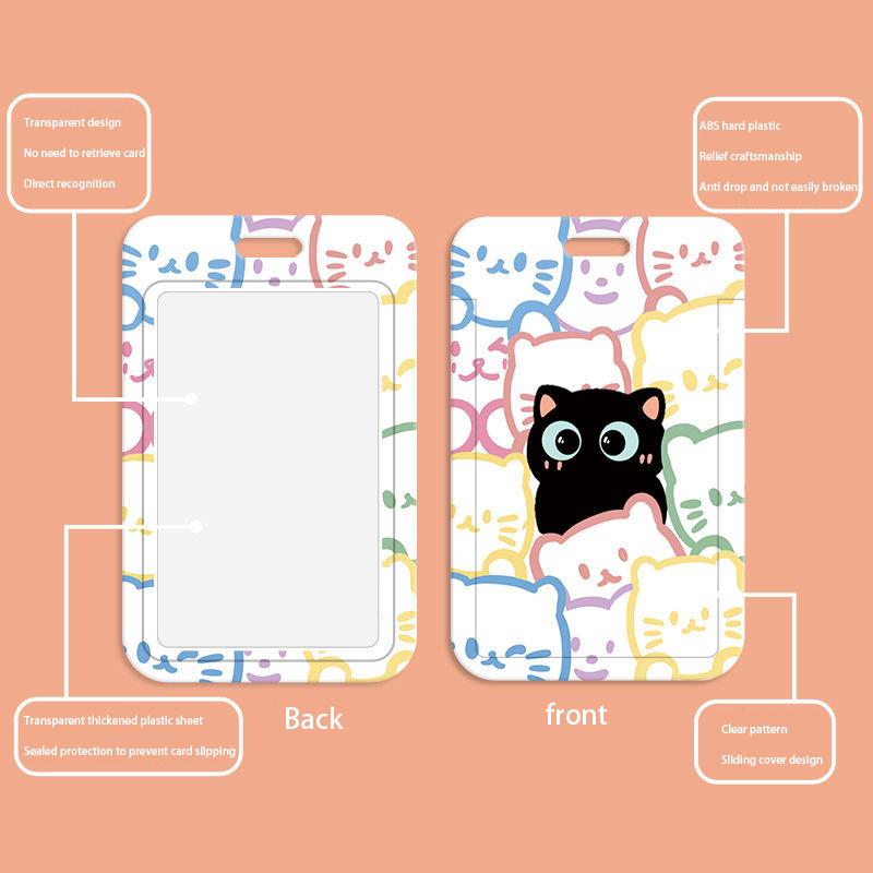 1 Pz Porta Carte Gatto Carino Per Studente Porta Fotocard Gatto Kawaii Idolo Kpop Portatile Porta Badge Laccetto
