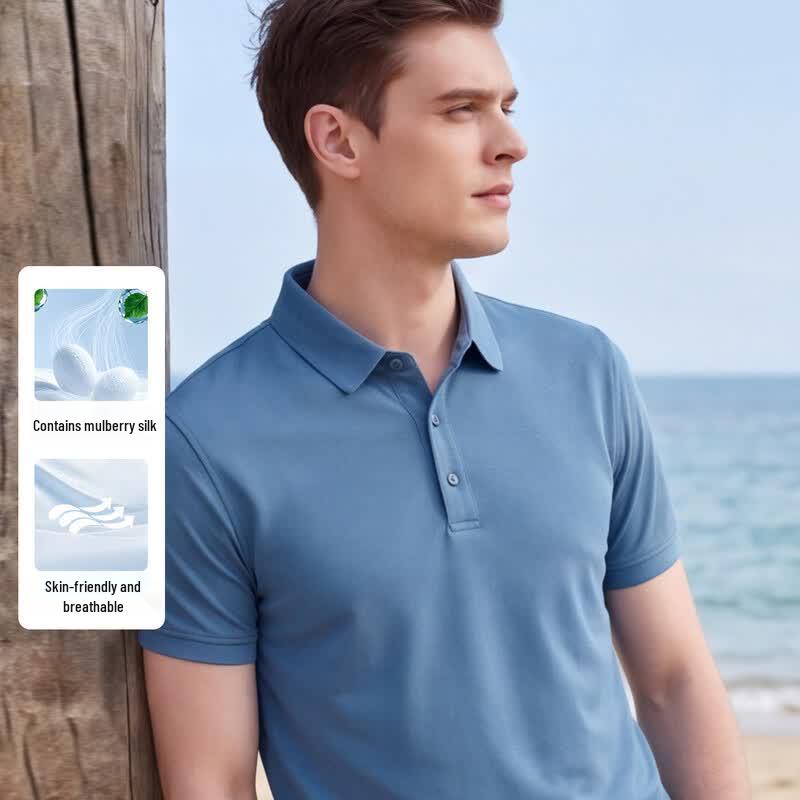 Luoz Men s Mulberry Silk Blend Polo Shirt 54