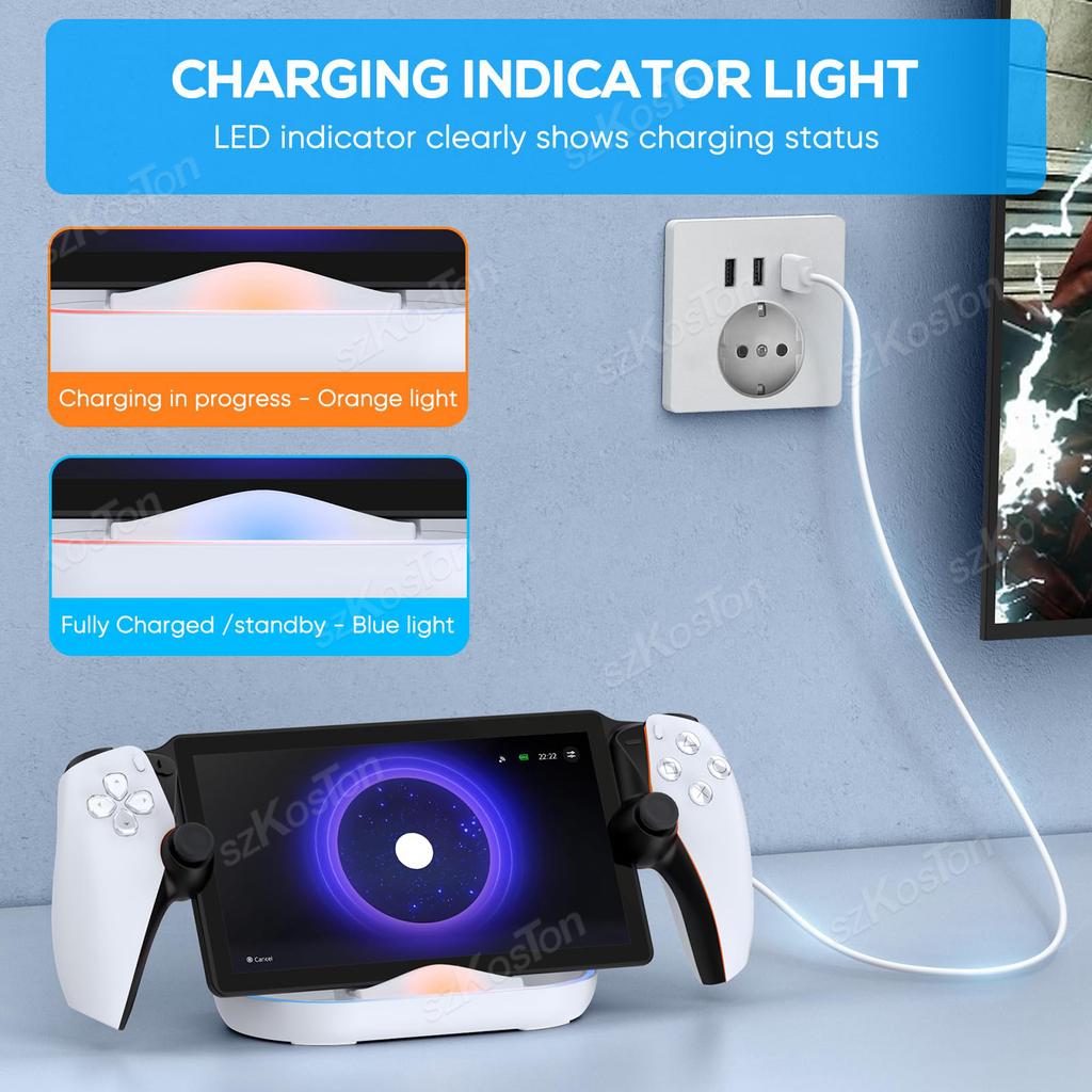 Charging Dock Station for PlayStation Portal Games Console RGB Light Display Base Holder Charger Stand for Portal Remote Player