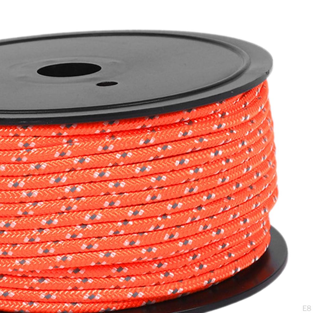 50M Camping Tent Rope, Outdoor Guy Lines, 4mm Thickness, Reflective Rope Wind for Fishing