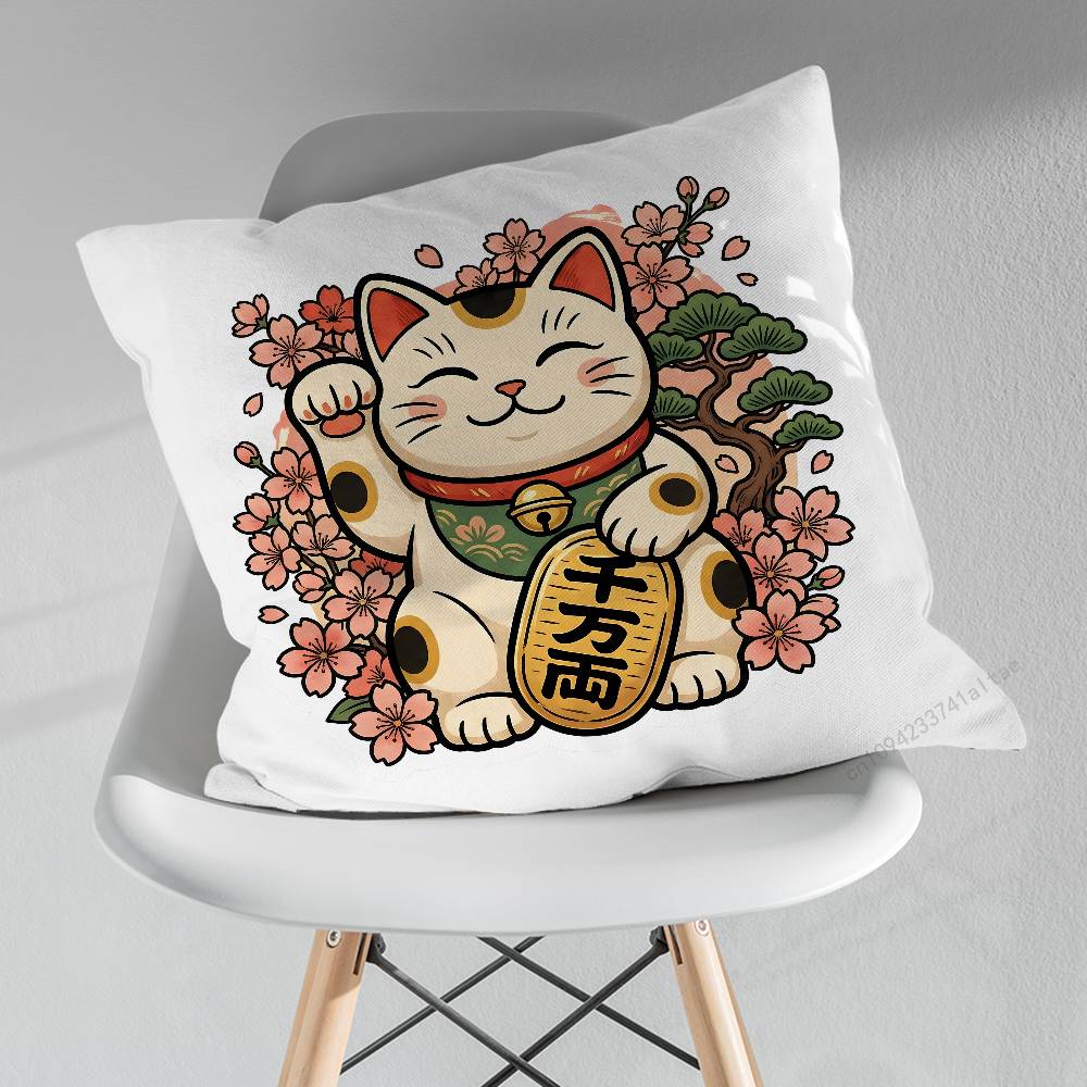 Cartoon Glückskatze Japanisch Verschiedene Größen Quadratische Kissenhülle Für Auto Haus Schlafzimmer Dekor Geburtstag Geschenk