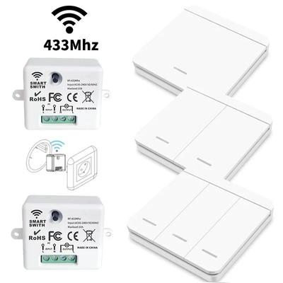 Interruptor de luz inteligente inalámbrico 433Mhz RF 86 Interruptor de pared 1/2/3 Gang Interruptor de iluminación inteligente Mini receptor de relé para hogar Luz LED Lámpara Ventilador