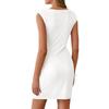 Sleeveless Bodycon Dress with Round Neck and Side Slit Elegant Slim Fit Dress with Draped Waist Detail Suitable for Summer Casual and Formal Wear