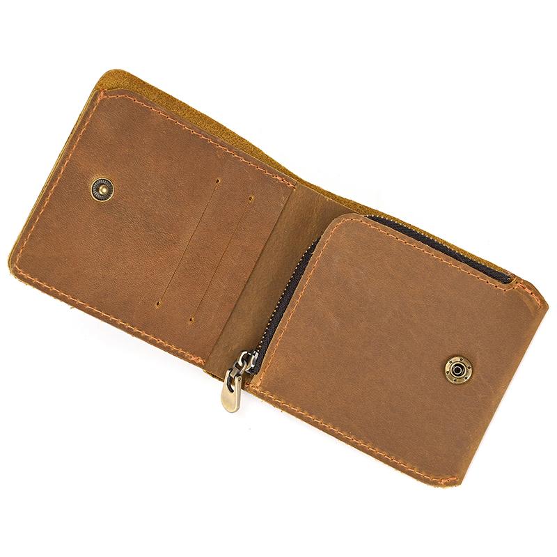 Retro Leather Wallet Genuine Leather Short Coin Purse Card Holder Men's Short Purse Cow Leather Bifold Wallets For Man Male