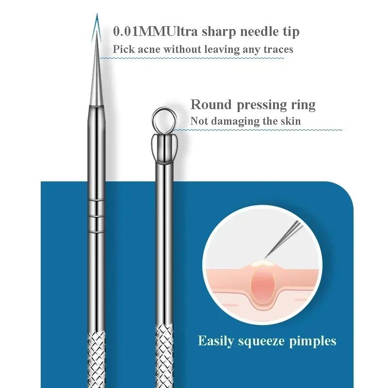3-8pcs Acne Needle Remove Blackhead Comedone Extractor Tools Stainless Steel Facial Skin Care Tool Pimple Blemish Removal Tools