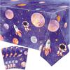 4 Pack Galaxy Tablecloth - Astronaut Rocket Table Cover - Space Planet Decorations - 86 X 51 Inch