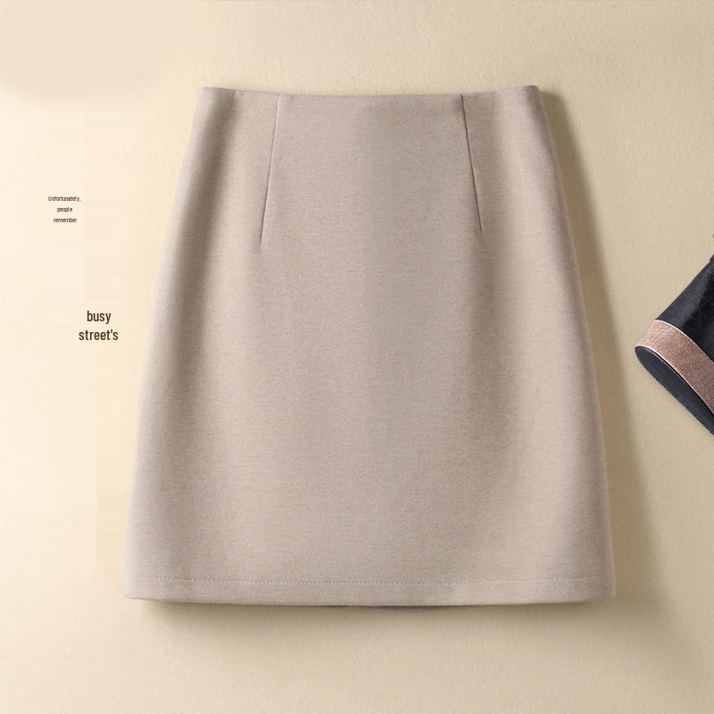 2025 New Women's High Waist Wool A-line Pencil Skirt – Versatile, Slimming, Short Autumn/Winter Skirt