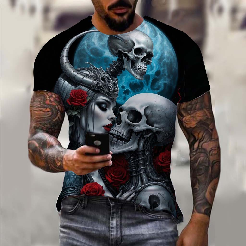 

Мужская футболка с рисунком скелета нежити, 3D-принт, короткий рукав, повседневная мужская одежда, летние спортивные рубашки, свободные футболки для мужчин и детей 160