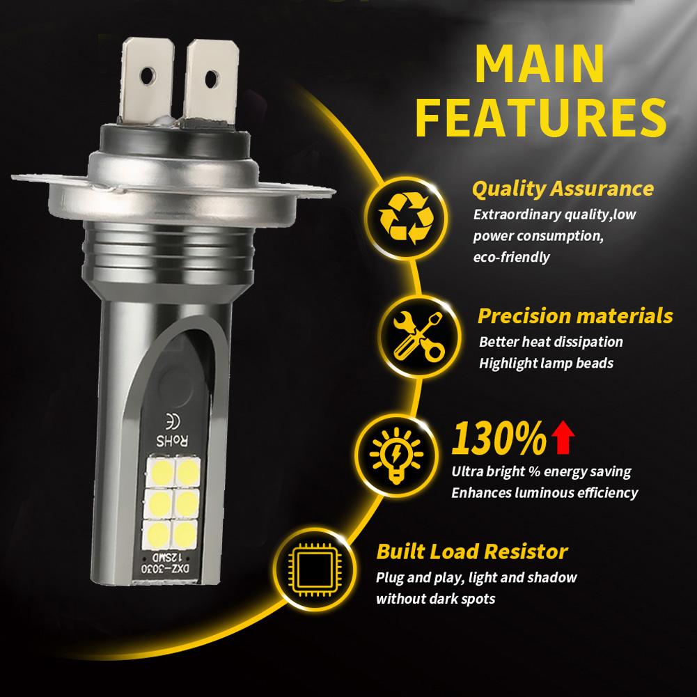 2/4Pcs H7Car LED Headlight Bulb Mini H7 + H7 Combo Headlight Bulbs Kit High Low Beam 40W 1400LM 6000K Kit