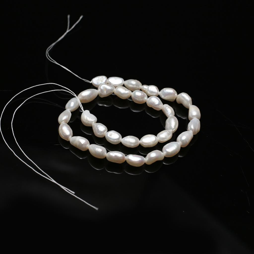 1String, White Natural Freshwater Pearls, Boho Handmade Straight Hole Pearl Beads for Jewelry Making DIY Necklaces Crafts (Beads 8-9mm, Length 36cm)