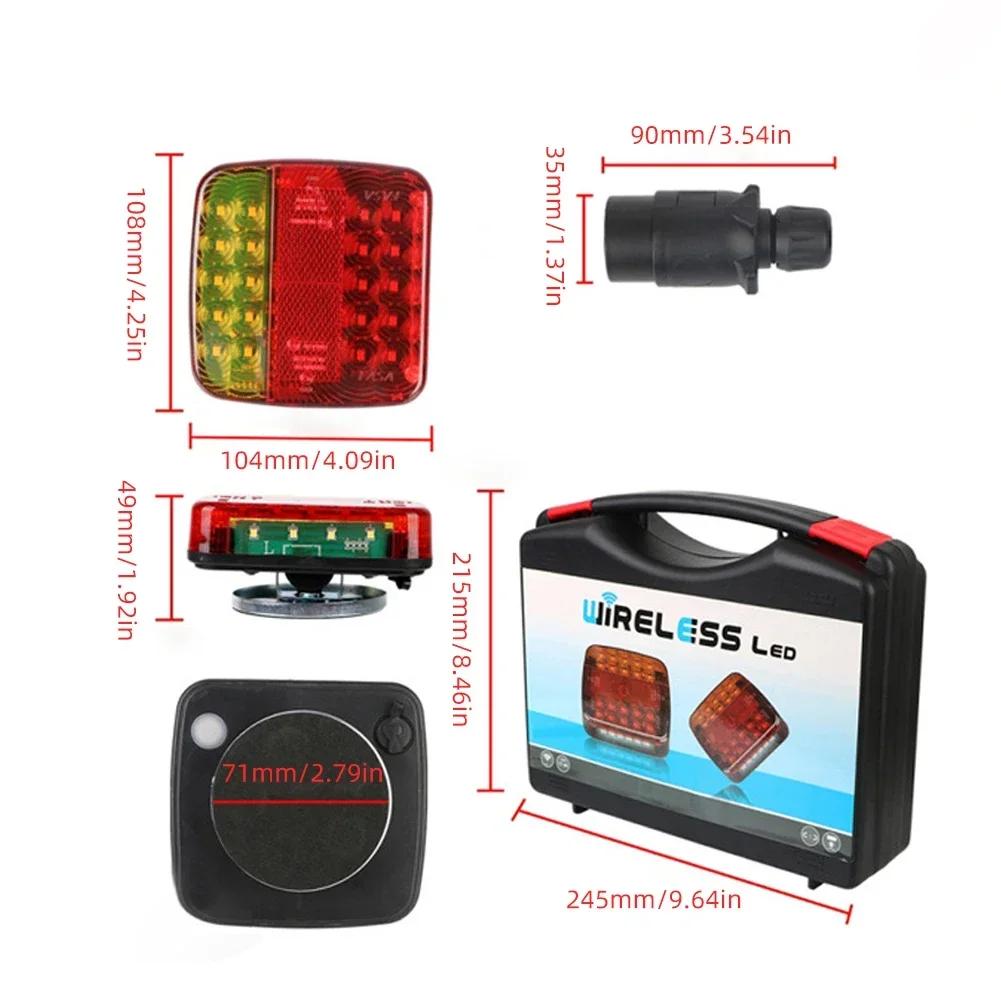Wireless Reflective Lens Truck Taillights Brake Lights LED Trailer Rear Tail Turn Signal Lamp Caravan Camper Lorry Rechargeable