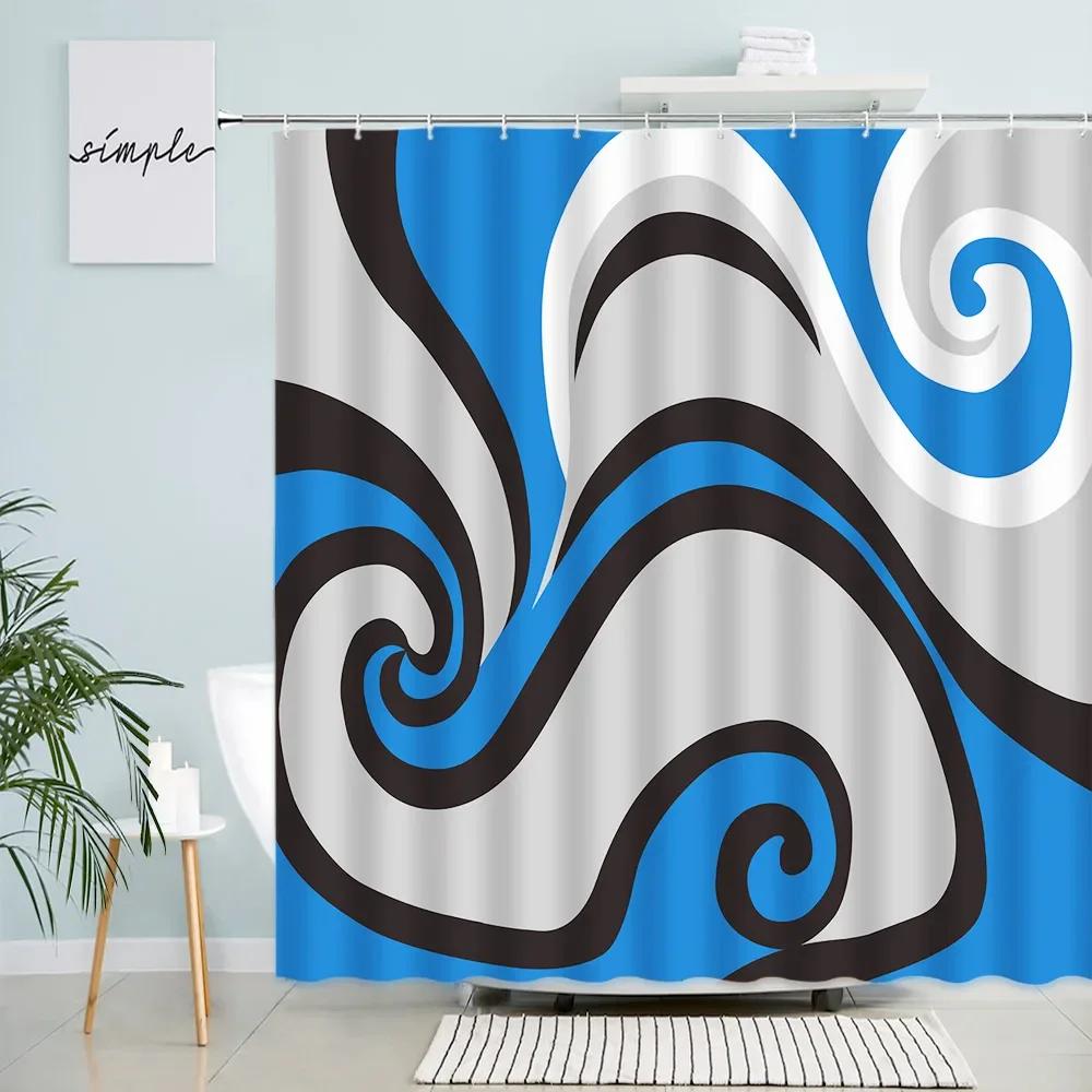 Creative Geometric Shower Curtains Grey Black Red Abstract Art Print Bath Curtain Set Polyester Fabric Bathroom Decor with Hooks