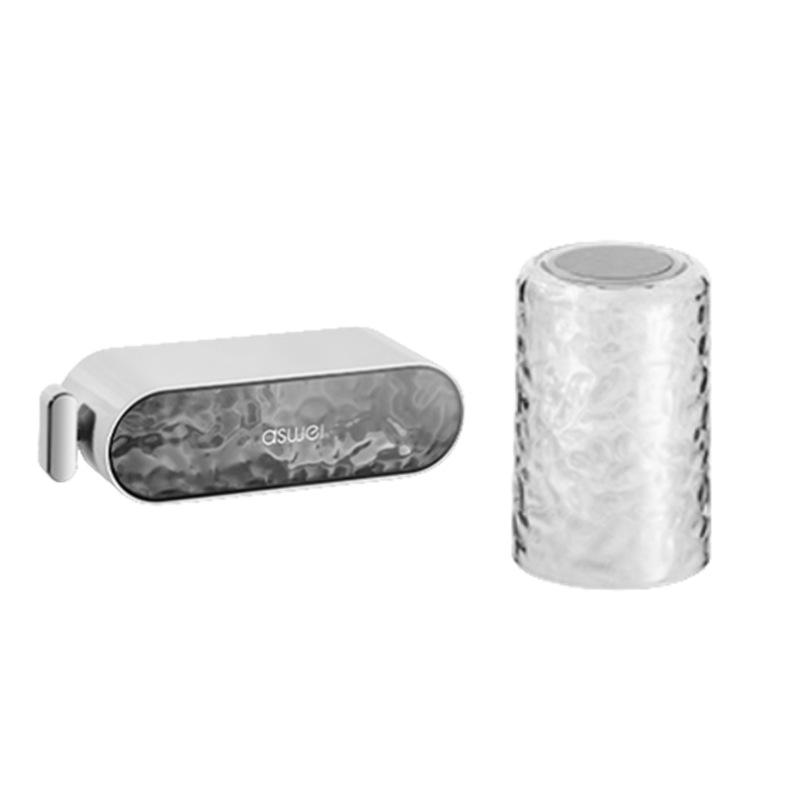 Glacier Pattern Wall-Mounted Toothbrush Holder with Toothpaste Squeezer and Magnetic Inverted Rinsing Cup