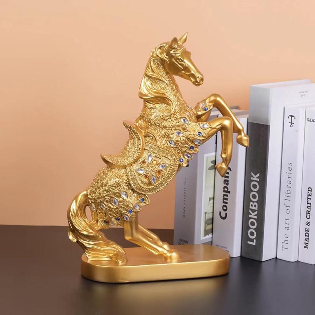 Gilded Horse Desk Ornament: Chinese Style Home Decor