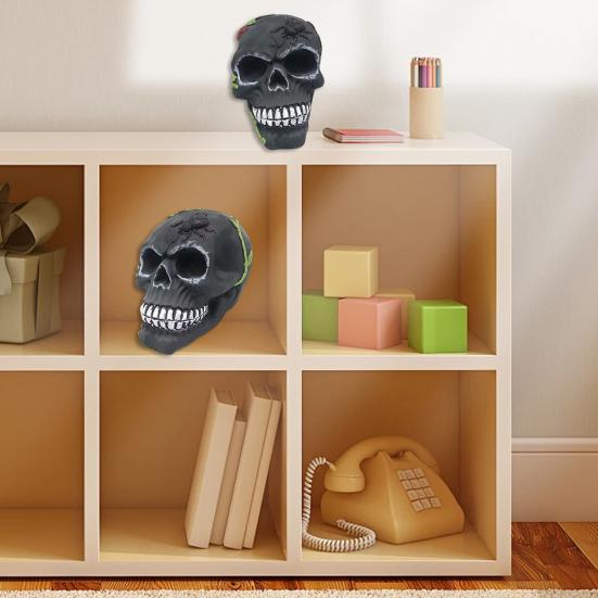 Day of The Dead Skull Statue Tabletop Floral Skull Figurine Halloween Human Skull Model for Home Decoration
