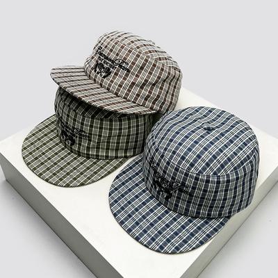 Koreanische Karomuster Briefstickerei Baseballkappen Sonnenschutz Flacher Schirm Vielseitig Neu Herren Damen Street Retro Mode Schirmmützen Persönlich